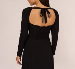 Adrianna Papell Long Sleeve Midi Dress With Tie-Back In Black -Allure Attire AP1D105153 AA002 Regular Alternate