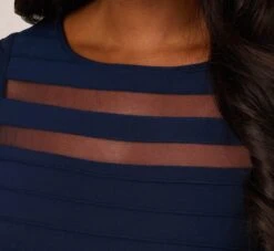 Adrianna Papell Pintuck Dress With Ruffle Short Sleeves In Midnight 9 Adrianna Papell Pintuck Dress With Ruffle Short Sleeves In Midnight -Allure Attire AP1D105193 AB411 Regular Detail