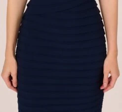 Adrianna Papell Cowl Neck Jersey Dress With Banded Skirt In Midnight -Allure Attire AP1D105227 AB411 Regular Lifestyle