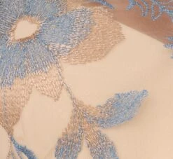 Adrianna Papell Short Sleeve Floral Embroidered Dress With Sheer Neckline In Thundercloud Gold -Allure Attire AP1E200779 BK980 Regular Alternate