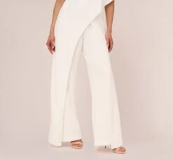 Adrianna Papell Flutter One Shoulder Jumpsuit In Ivory -Allure Attire AP1E201788 AA194 Regular Lifestyle