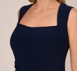 Adrianna Papell Plus Size Draped Jersey Gown With Open Back In Midnight -Allure Attire AP1E202255 AB411 Plus Detail