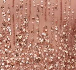 Adrianna Papell Beaded Column Gown With Mock Neckline In Rose Gold -Allure Attire AP1E204499 AA958 Regular Alternate