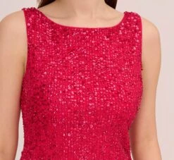 Adrianna Papell Sleeveless Beaded Cocktail Dress In Fiesta Pink -Allure Attire AP1E205327 AD660 Regular Detail