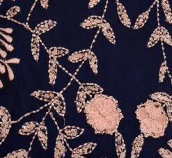 Adrianna Papell Plus Size Floral Beaded Dress With Sheer Flutter Sleeves In Navy Blush -Allure Attire AP1E205858 AX412 Plus Alternate