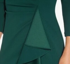 Adrianna Papell Off The Shoulder Dress With Cascading Ruffle Detail In Dusty Emerald -Allure Attire AP1E207024 AA302 Regular Detail