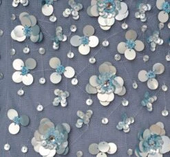 Adrianna Papell Off Shoulder Dress With Floral Embellishment In Vintage Blue -Allure Attire AP1E207584 AC466 Regular Alternate