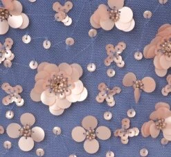 Adrianna Papell Off Shoulder Dress With Floral Embellishment In French Blue Coral -Allure Attire AP1E207584 AK454 Regular Alternate