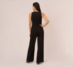 Adrianna Papell Sleeveless Asymmetrical Jumpsuit In Black -Allure Attire AP1E207760 AA002 Regular Back