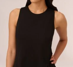 Adrianna Papell Sleeveless Asymmetrical Jumpsuit In Black -Allure Attire AP1E207760 AA002 Regular Detail