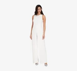 Adrianna Papell Sleeveless Asymmetrical Jumpsuit In Ivory -Allure Attire AP1E207760 AB194 Regular Alternate