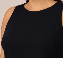 Adrianna Papell Plus Size Sleeveless Asymmetrical Jumpsuit In Midnight -Allure Attire AP1E207760 AB411 Plus Detail