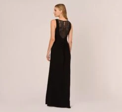 Adrianna Papell Hand-Sequined Ruched Long Jersey Gown In Black -Allure Attire AP1E208172 AA002 Regular Back 3cbd1e08 4ae9 48d9 9a95 21a87c4e5942