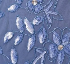 Adrianna Papell Hand Beaded Short Sleeve Floral Godet Gown In French Blue -Allure Attire AP1E208349 AA544 Regular Alternate