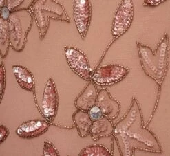 Adrianna Papell Plus Size Hand Beaded Short Sleeve Floral Godet Gown In Rose Gold -Allure Attire AP1E208349 AA958 Plus Alternate