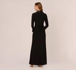 Adrianna Papell Tuxedo Mermaid Gown In Black -Allure Attire AP1E208564 AA002 Regular Back