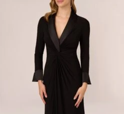 Adrianna Papell Tuxedo Mermaid Gown In Black -Allure Attire AP1E208564 AA002 Regular Detail