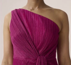 Adrianna Papell Stardust Pleated Draped One Shoulder Gown In Magenta -Allure Attire AP1E208794 AA670 Regular Detail