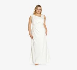 Adrianna Papell Plus Size Sequin-Accented Mermaid Gown In Ivory