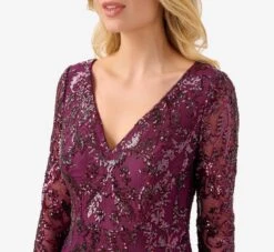 Adrianna Papell Stretch Sequin Gown In Cassis -Allure Attire AP1E209103 AE506 Regular Detail