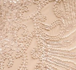 Adrianna Papell Hand-Beaded Three-Quarter Sleeve Long Gown In Biscotti -Allure Attire AP1E209180 AG273 Regular Alternate