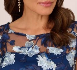 Adrianna Papell Embroidered Sheath Dress In Midnight Multi -Allure Attire AP1E209198 AE489 Regular Detail