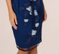 Adrianna Papell Embroidered Sheath Dress In Midnight Multi -Allure Attire AP1E209198 AE489 Regular Lifestyle