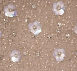 Adrianna Papell Plus Size Long Hand Beaded 3D Floral Dress With Elbow Sleeves In Marble -Allure Attire AP1E209314 AE064 Plus Alternate