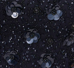 Adrianna Papell Long Hand Beaded 3D Floral Dress With Elbow Sleeves In Dusty Navy -Allure Attire AP1E209314 AK469 Regular Alternate