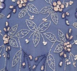 Adrianna Papell Beaded Midi Dress With Sheer Ruffled Sleeves In French Blue -Allure Attire AP1E209508 AA544 Regular Alternate