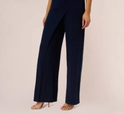 Adrianna Papell Beaded One-Shoulder Matte Jersey Jumpsuit In Midnight 10 Adrianna Papell Beaded One-Shoulder Matte Jersey Jumpsuit In Midnight -Allure Attire AP1E209618 AB411 Regular Lifestyle