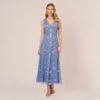 Adrianna Papell Hand-Beaded Ankle-Length Dress In French Blue