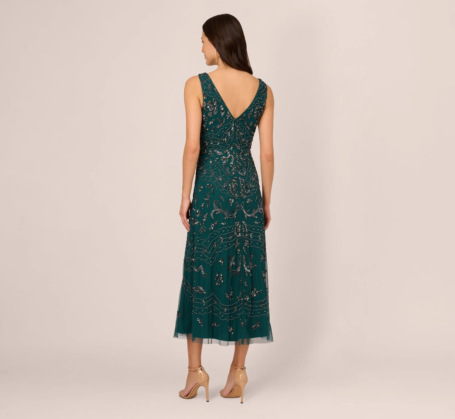 Adrianna Papell Hand-Beaded Ankle-Length Dress In Gem Green 4 Adrianna Papell Hand-Beaded Ankle-Length Dress In Gem Green - Image 4