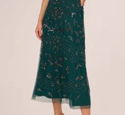 Adrianna Papell Hand-Beaded Ankle-Length Dress In Gem Green 10 Adrianna Papell Hand-Beaded Ankle-Length Dress In Gem Green -Allure Attire AP1E209645 AW303 Regular Lifestyle