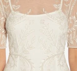 Adrianna Papell Handed-Beaded Illusion Midi-Length Sheath Cocktail Dress In Ivory -Allure Attire AP1E209848 AA194 Regular Detail