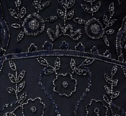 Adrianna Papell Beaded Midi Dress With Sheer Short Sleeves In Midnight -Allure Attire AP1E209973 AG410 Regular Alternate