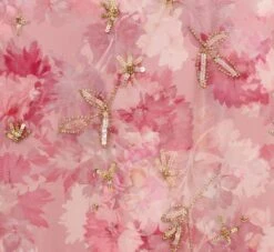 Adrianna Papell Floral-Print And Hand-Beaded Mesh Long Gown In Blush Multi -Allure Attire AP1E210055 AM970 Regular Alternate