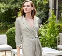 Adrianna Papell Foiled Stretch Jersey Tuxedo Jumpsuit In Light Gold -Allure Attire AP1E210104 AA267 Regular Default