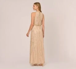 Adrianna Papell Hand-Beaded Halter Blouson Long Gown In Nude -Allure Attire AP1E210156 AB267 Regular Back 7bea590b 000e 4840 af77 343681f910d4