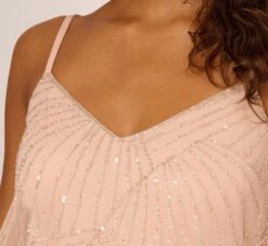 Adrianna Papell Hand-Beaded Blouson Long Sleeveless Gown In Blush -Allure Attire AP1E210158 AD684 Regular Detail 30705954 7470 4238 9854 a88c5aae20ad