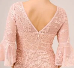 Adrianna Papell Hand-Sequined And Embroidered Illusion Long Column Gown In Blush Pearl -Allure Attire AP1E210239 AP688 Regular Side