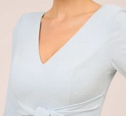 Adrianna Papell Metallic Knit Tie-Front Long Column Gown In Skyway -Allure Attire AP1E210307 AC459 Regular Detail