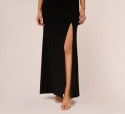 Adrianna Papell Flutter Sleeve Mermaid Gown With Beaded Details In Black -Allure Attire AP1E210420 AA002 Regular Lifestyle