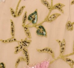 Adrianna Papell Multicolor Floral Beaded Ankle-Length Dress With Sheer Details In Light Champagne -Allure Attire AP1E210579 AE273 Regular Alternate