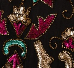 Adrianna Papell Multicolor Floral Beaded Gown With Velvet Trim In Black Multi -Allure Attire AP1E210607 AB960 Regular Alternate