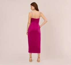 Adrianna Papell Velvet Ankle-Length Wrap Gown With Stone Straps In Orchid Delight -Allure Attire AP1E210665 AG520 Regular Back