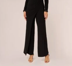 Adrianna Papell Embellished Jersey Jumpsuit With Asymmetric Neck In Black -Allure Attire AP1E210682 AA002 Regular Lifestyle