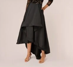 Adrianna Papell Beaded Taffeta Ball Gown With Three-Quarter Sleeves In Black Gold 10 Adrianna Papell Beaded Taffeta Ball Gown With Three-Quarter Sleeves In Black Gold -Allure Attire AP1E210782 AA967 Regular Lifestyle