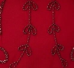 Adrianna Papell Beaded Scalloped Popover Gown With Short Sleeves In Cranberry -Allure Attire AP1E210817 AD601 Regular Alternate