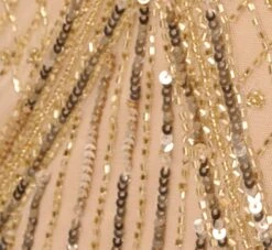 Adrianna Papell Scallop Beaded Cape Column Gown In Gold -Allure Attire AP1E210818 AA038 Regular Alternate